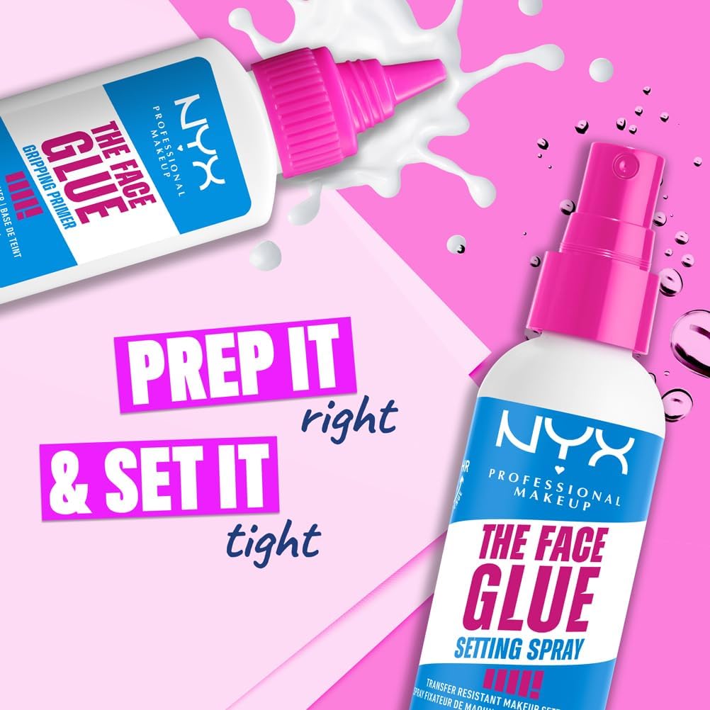 NYX Professional Makeup Primer, The Face Glue Primer, Gripping Primer for Face, Up to 24 Hour Hydration and Makeup Wear, Polyglutamic Acid, Non-Comedogenic, 35ml