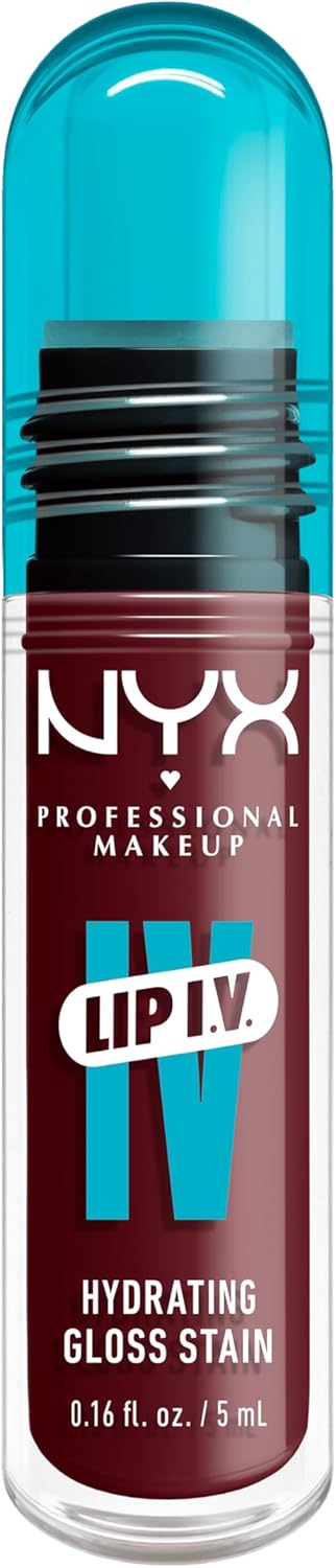 NYX Professional Makeup Lip IV Hydrating Lip Stain Gloss, Up to 12HR Hydration, High Pigment, Wet Shine Finish, Mauve N' Moist