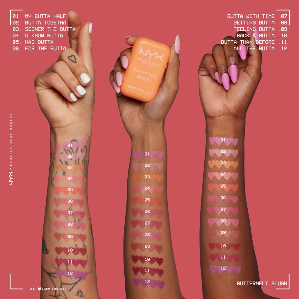 NYX Professional Makeup Buttermelt Powder Blush, Up To 12H Wear, Seamless Blending, Fade and Transfer Resistant, With Shea and Mango Butter, Vegan Formula, Shade: U Know Butta